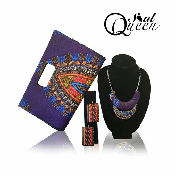 Purple Dashiki Clutch set
