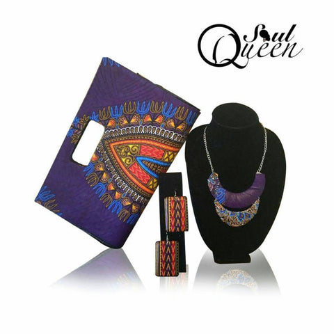 Purple Dashiki Clutch set